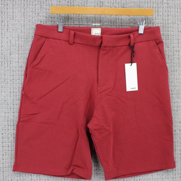 Swet Tailor Chino Shorts Mens Size 34 Red Solid Performance Lightweight NWT - Picture 1 of 10